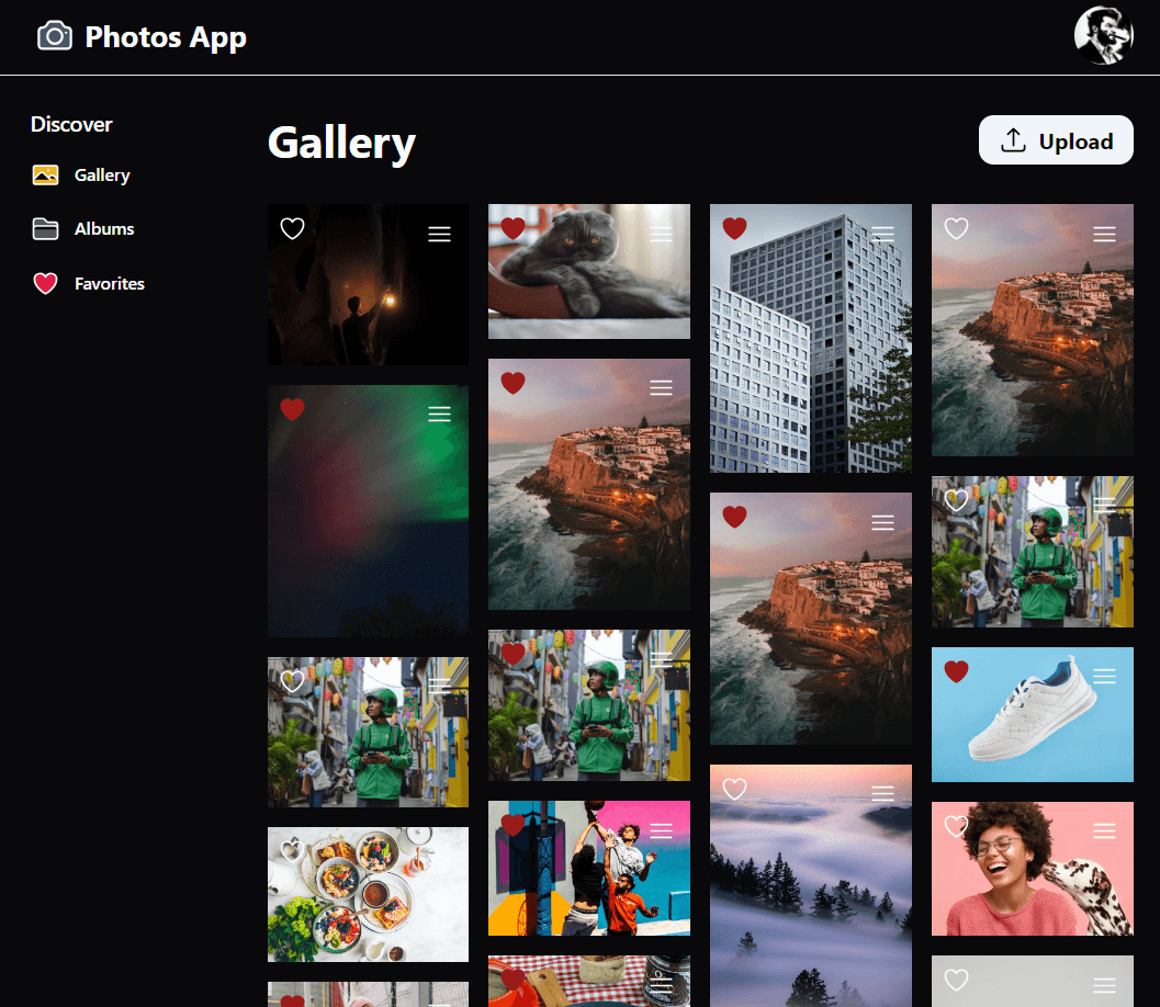 Photo Gallery — screenshot of the full-stack development project