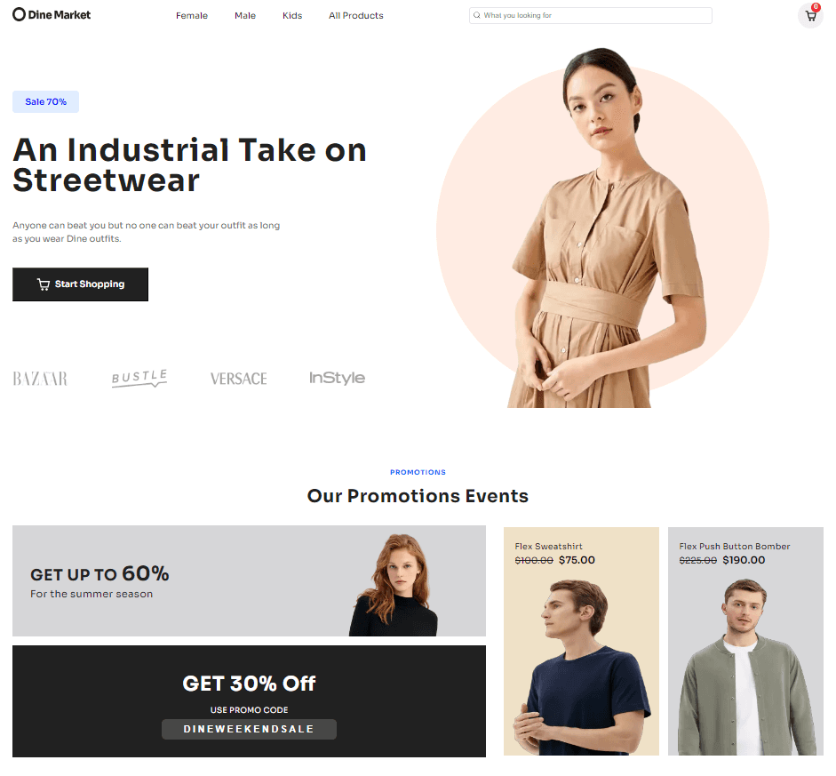 Dine Market — screenshot of the full-stack development project